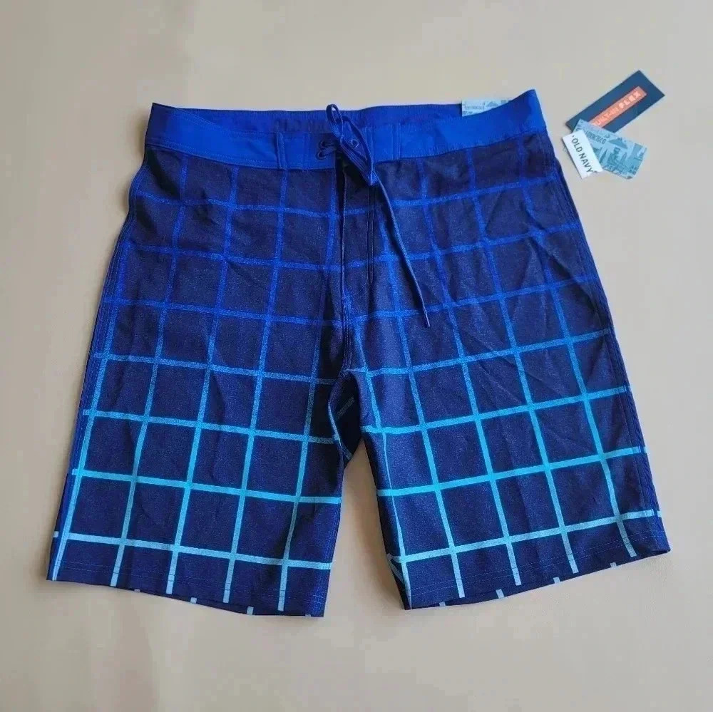 NWT OLD NAVY SWIM TRUNK SHORTS BOARD MESH LINED UPF 40 MENS Built-in Flex Sz 36